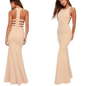 Women's Lulu's Power of Wow Nude Backless Maxi Dress, size Medium